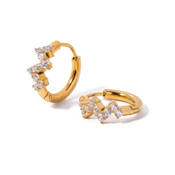 18K Gold Plated Cubic Zirconia Earrings - Picture 1 of 5